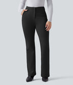 Pantalon tailleur évasé taille haute avec poches