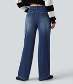Halara Flex™ Jean coupe droite décontracté taille mi-haute avec poches