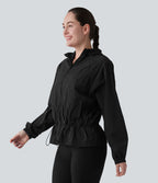 Coupe-vent casual à capuche avec cordon de serrage et poches