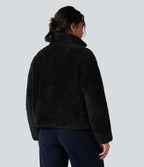 Veste sherpa col montant manches longues avec poches