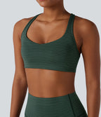 Brassière de sport d'entraînement soutien moyen dos nageur à rayures