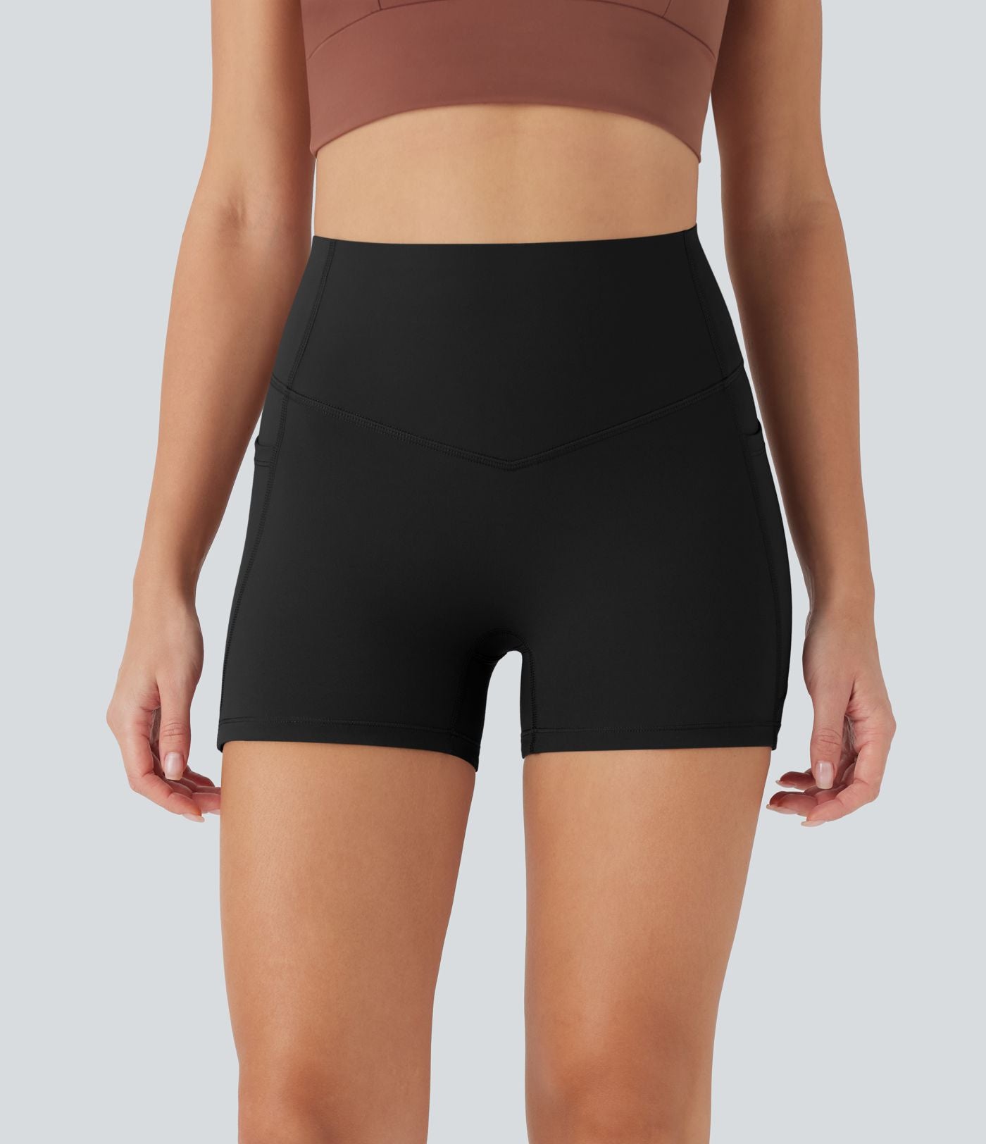Short cycliste 7,5 cm d'entraînement gainant taille haute avec poches Halara UltraSculpt™