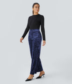 Pantalon Casual en Velours Taille Haute avec Bouton Multipoches Droites
