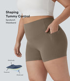 Short cycliste 7,5 cm d'entraînement gainant taille haute grande taille avec poches Halara UltraSculpt™