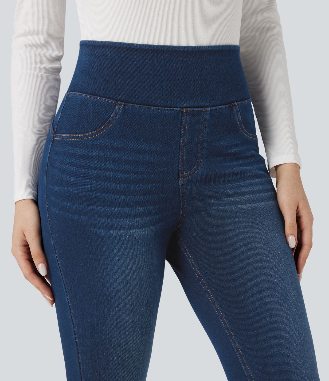 Legging denim Halara Flex™ 7/8 skinny push-up gainant taille haute avec poches