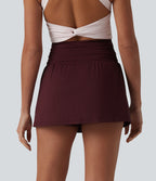 Jupe de tennis SoftlyZero™ Airy mini 2-en-1 gainante froncée taille haute à effet frais InstantCool et poches, protection solaire UPF50+