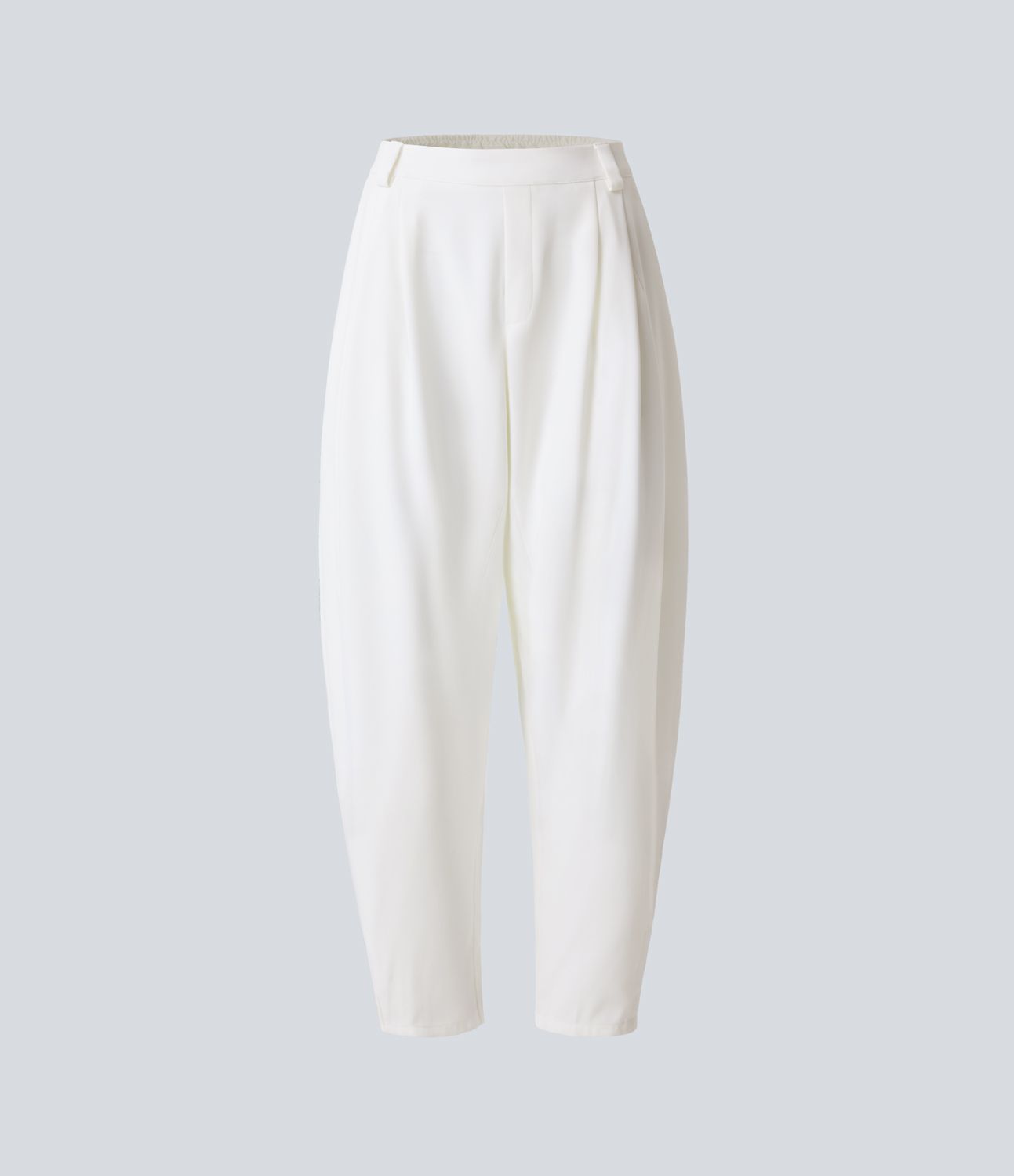 Pantalon tailleur ample, taille moyenne, coupe barrel, à poches