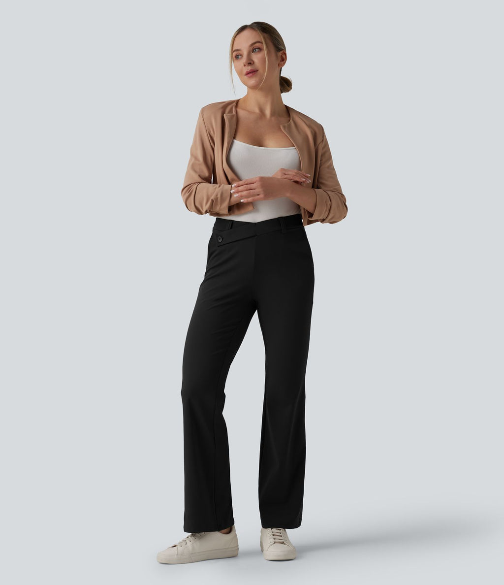 Pantalon tailleur évasé asymétrique Halara Flex™ DayStretch taille mi-haute avec poches