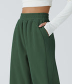 Pantalon velours côtelé de jogging décontracté à taille haute avec poches latérales