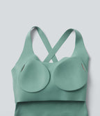 Crop top casual col U avec brassière intégrée — Bonnets B-E