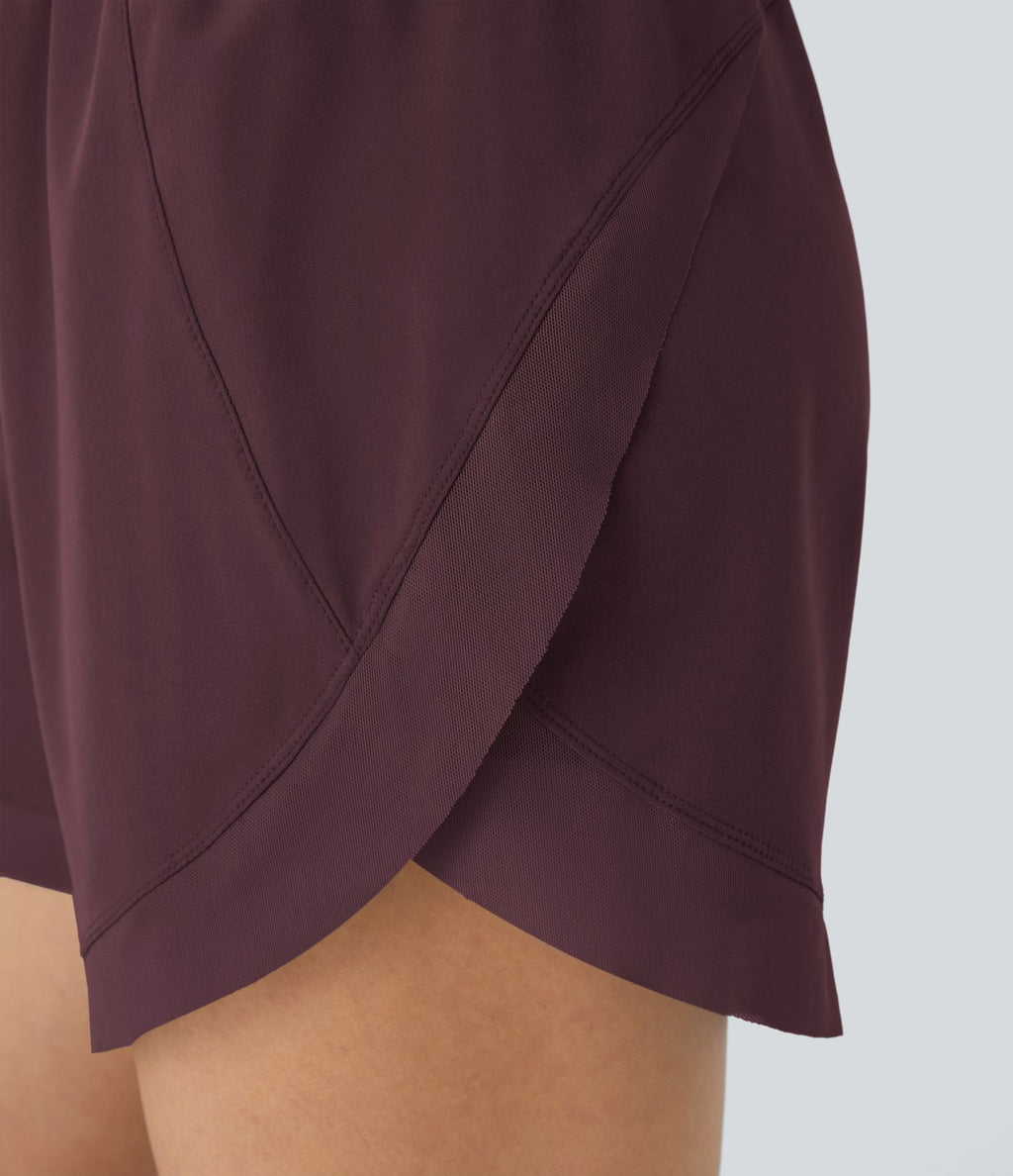 Short 12,5cm Running Fluide 2 en Taille Mi-Haut Cordon de Serrage Mesh Contrastant