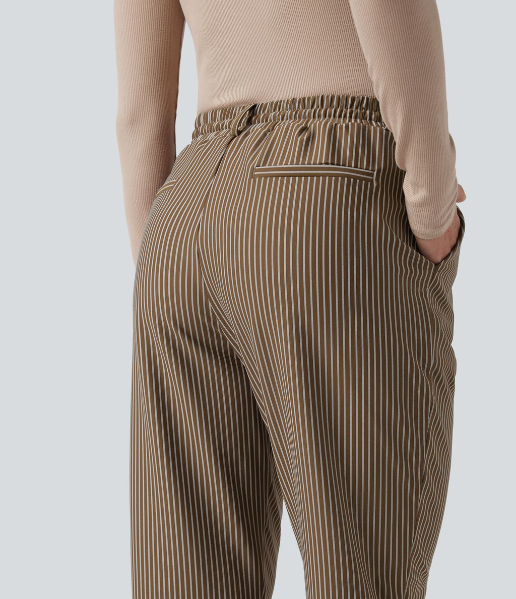 Pantalon Halara Flex™ taille mi-haute à cordon, effet rayé, coupe fuselée avec poches