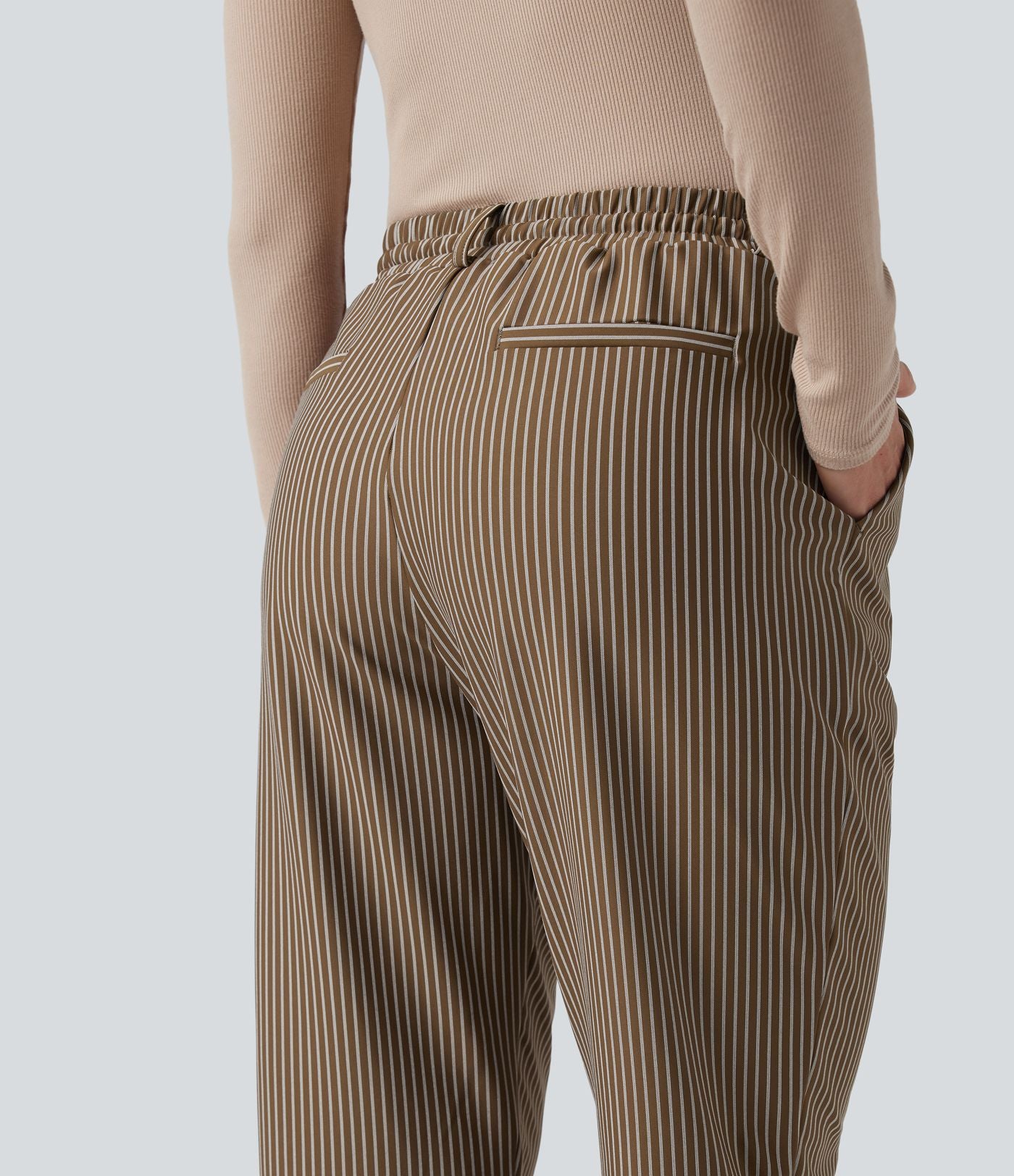 Pantalon Halara Flex™ taille mi-haute à cordon, effet rayé, coupe fuselée avec poches