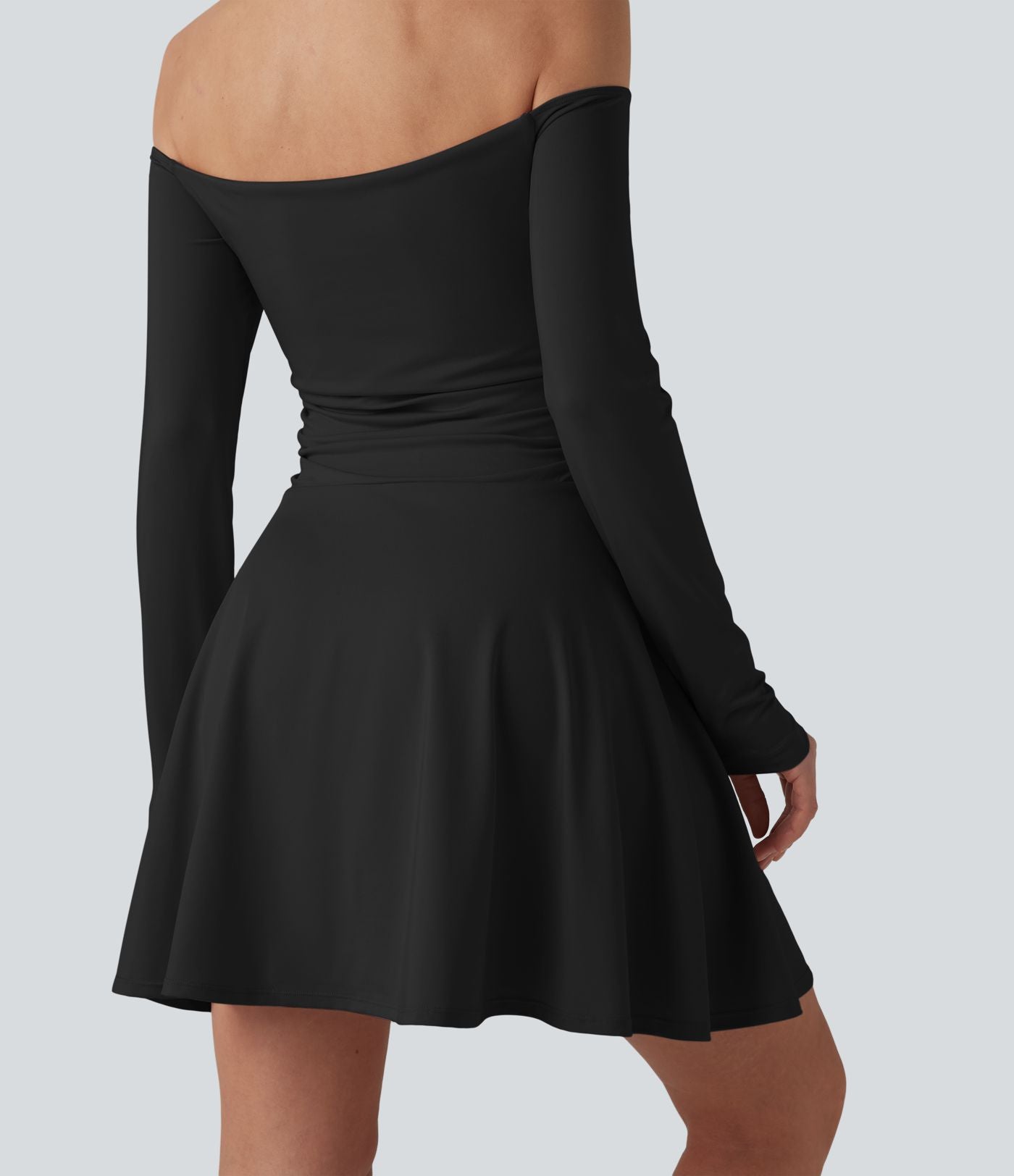 Robe décontractée 2-en-1, épaules dénudées, manches longues, fronces, brassière intégrée, à poche — Easy Peasy