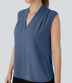 Blouse sans manches col V pour le bureau