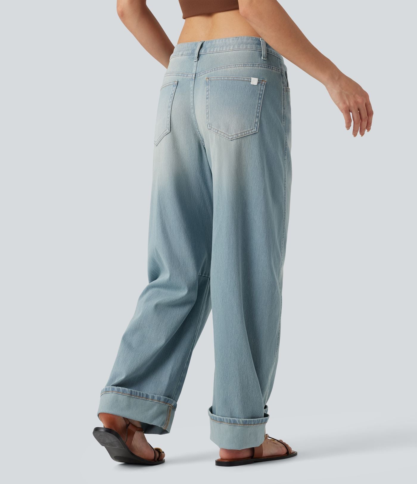 Jean coupe barrel Halara Flex™ taille basse à revers avec poches
