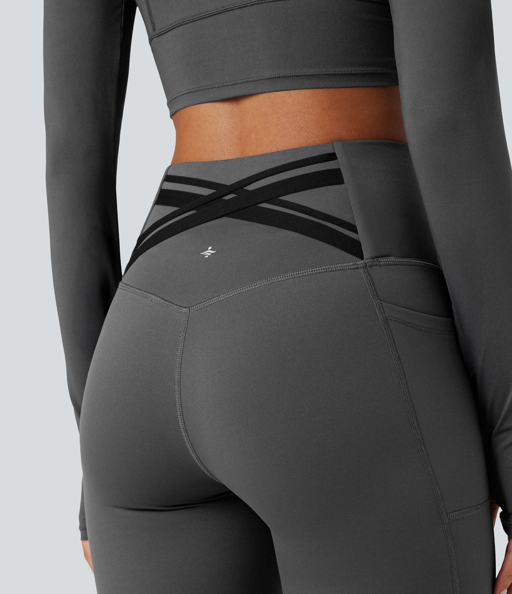 Legging running polaire thermique gainant croisé dos taille haute Halara UltraSculpt™ Heat avec poches