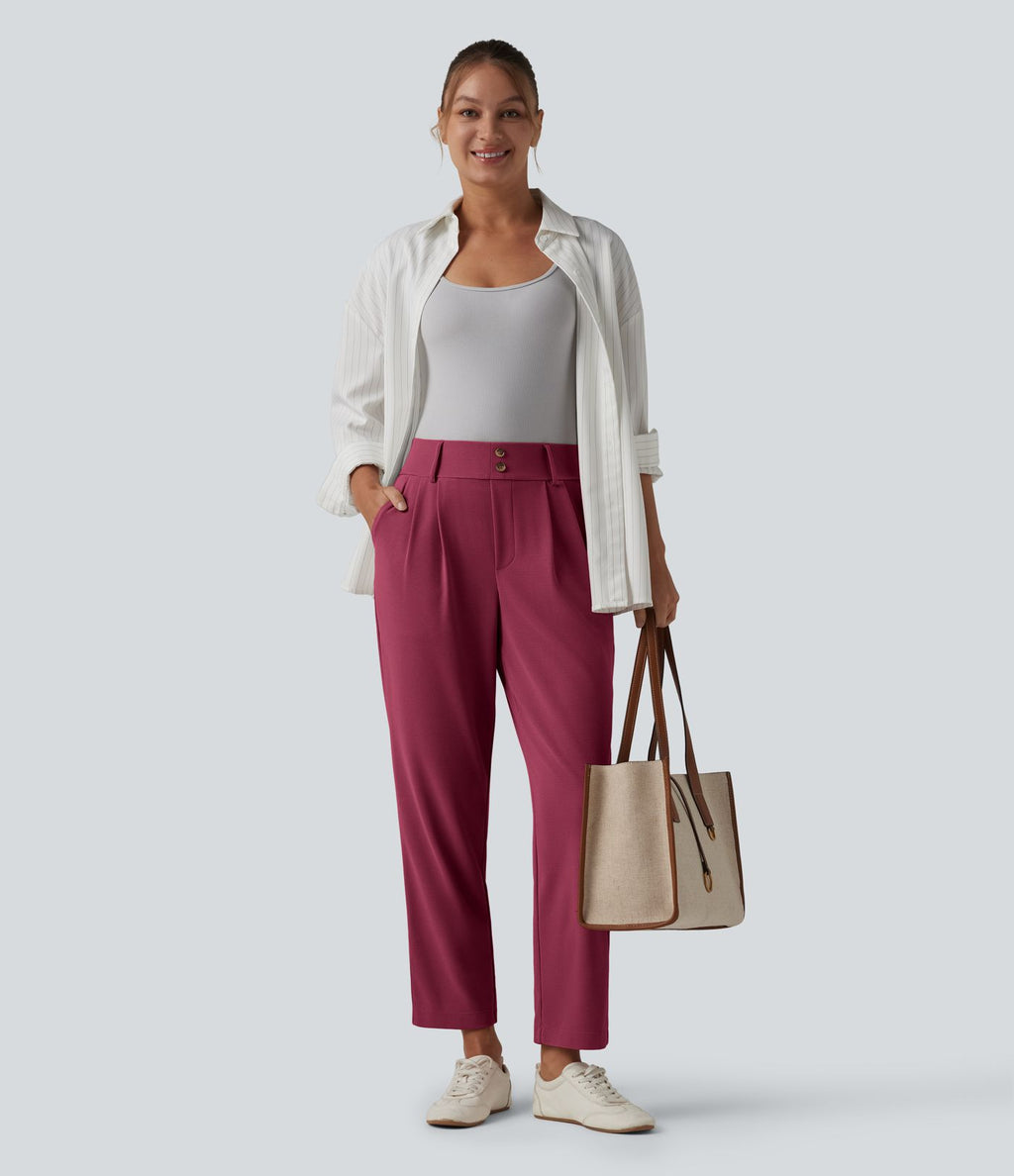 Halara Flex™ Pantalon tailleur fuselé taille haute en tissu gaufré avec poches