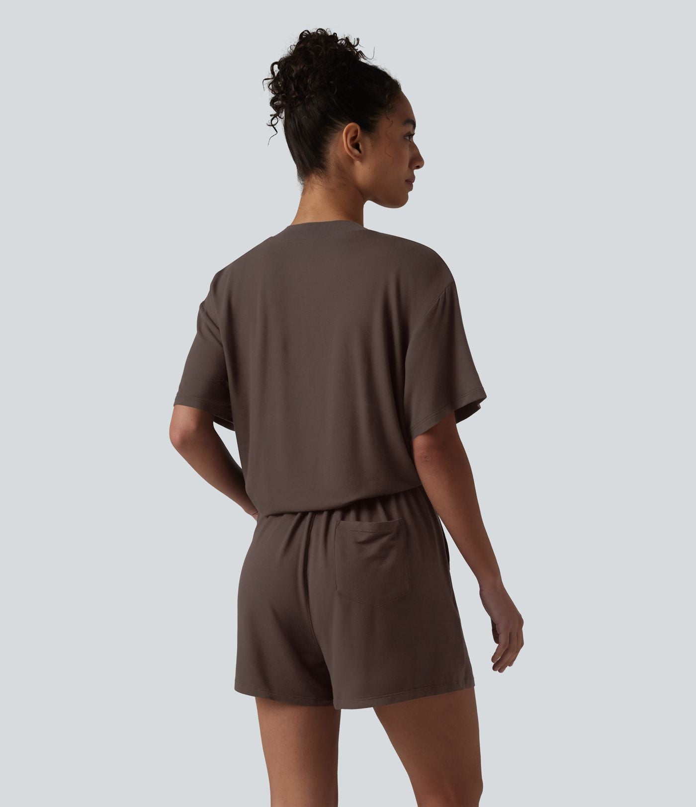 Combinaison-short casual henley à manches courtes avec poches — Easy Peasy