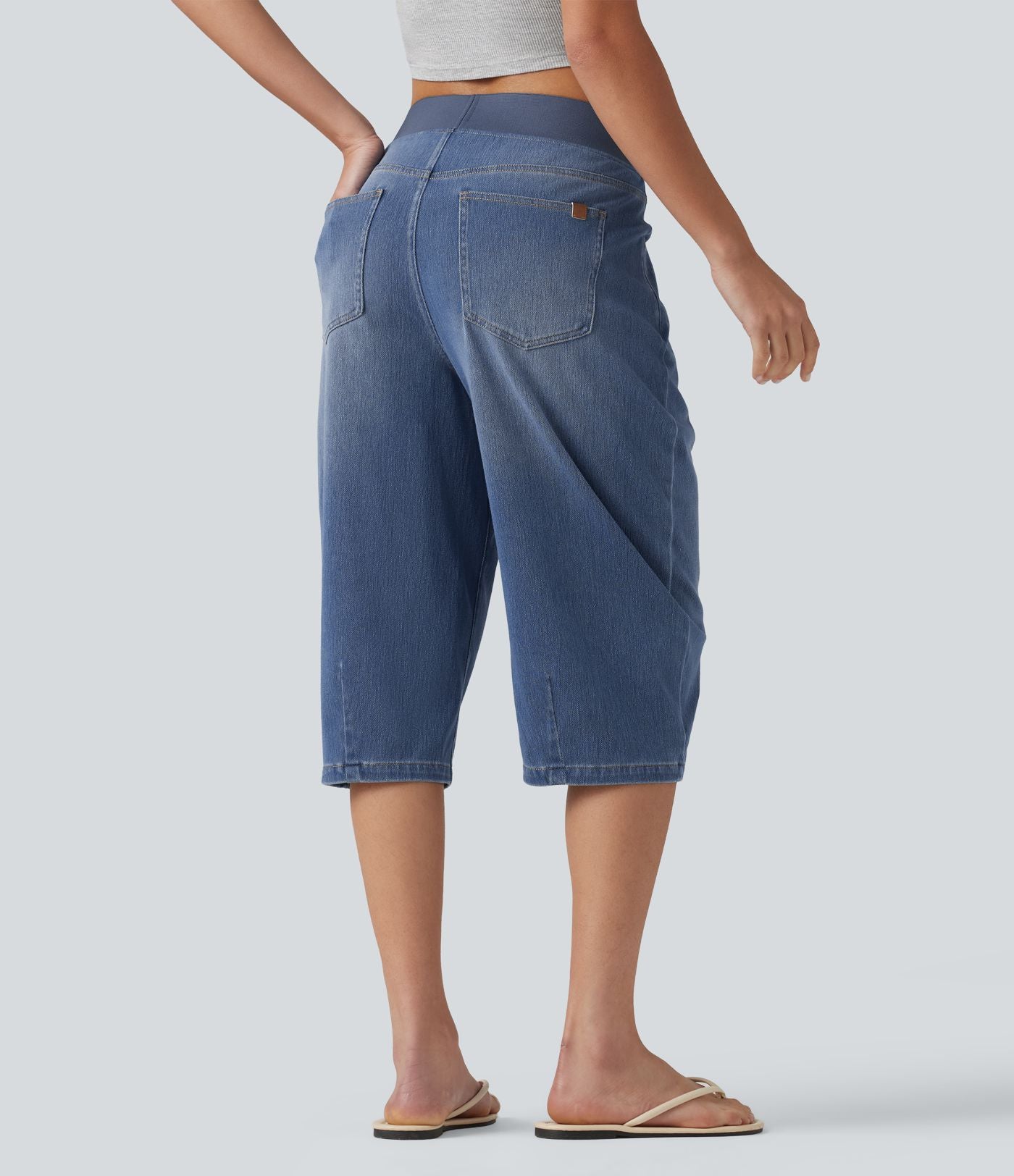 Jean capri barrel taille basse Halara Flex™ Denim avec poches