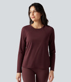 Top de sport running SoftlyZero™ Airy ourlet fendu col rond manches longues - UPF50+