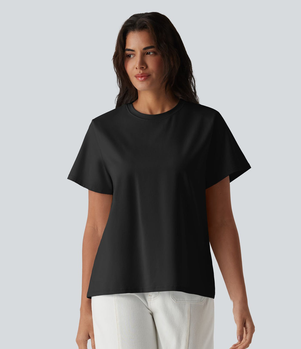 T-shirt casual col rond manches courtes en coton
