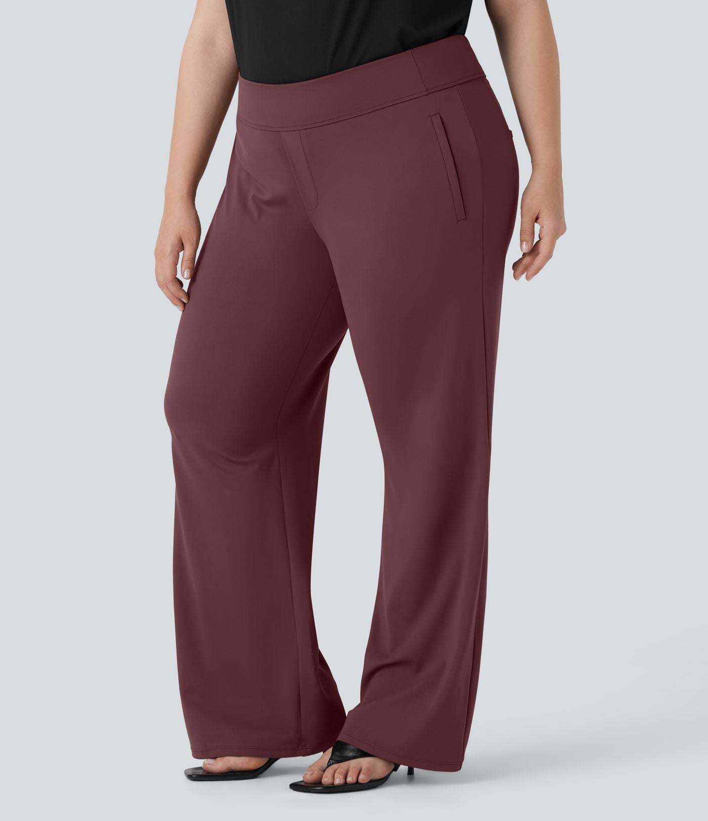 Pantalon tailleur évasé grande taille taille haute Halara Flex™ DayStretch avec poches zippées latérales