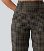 Pantalon de yoga droit Halara UltraSculpt™ taille haute gainant à motif tartan avec poches