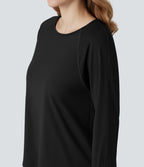 Top de sport col rond mesh contrastant manches longues avec trous pouces