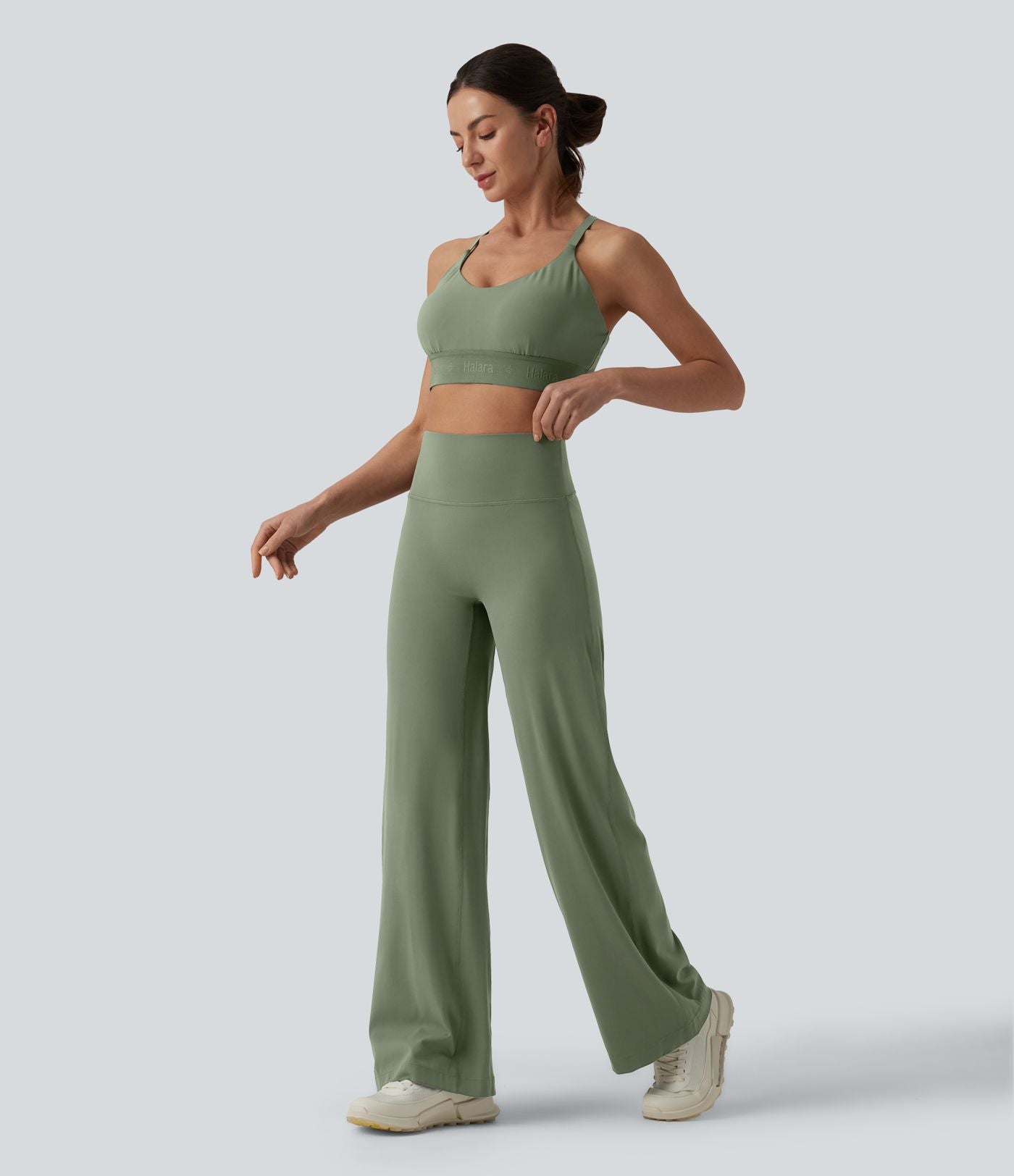 SoftlyZero™ Pantalon yoga coupe droite gainant taille haute à fronces - UPF50+