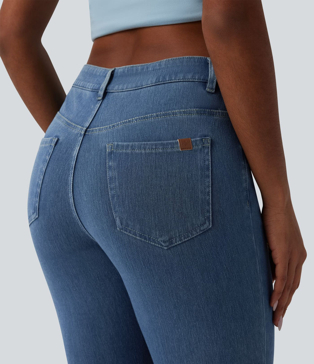Halara Flex™ Jean Évasé Casual Taille Mi-haute Tricot Extensible Boutonnés Poches