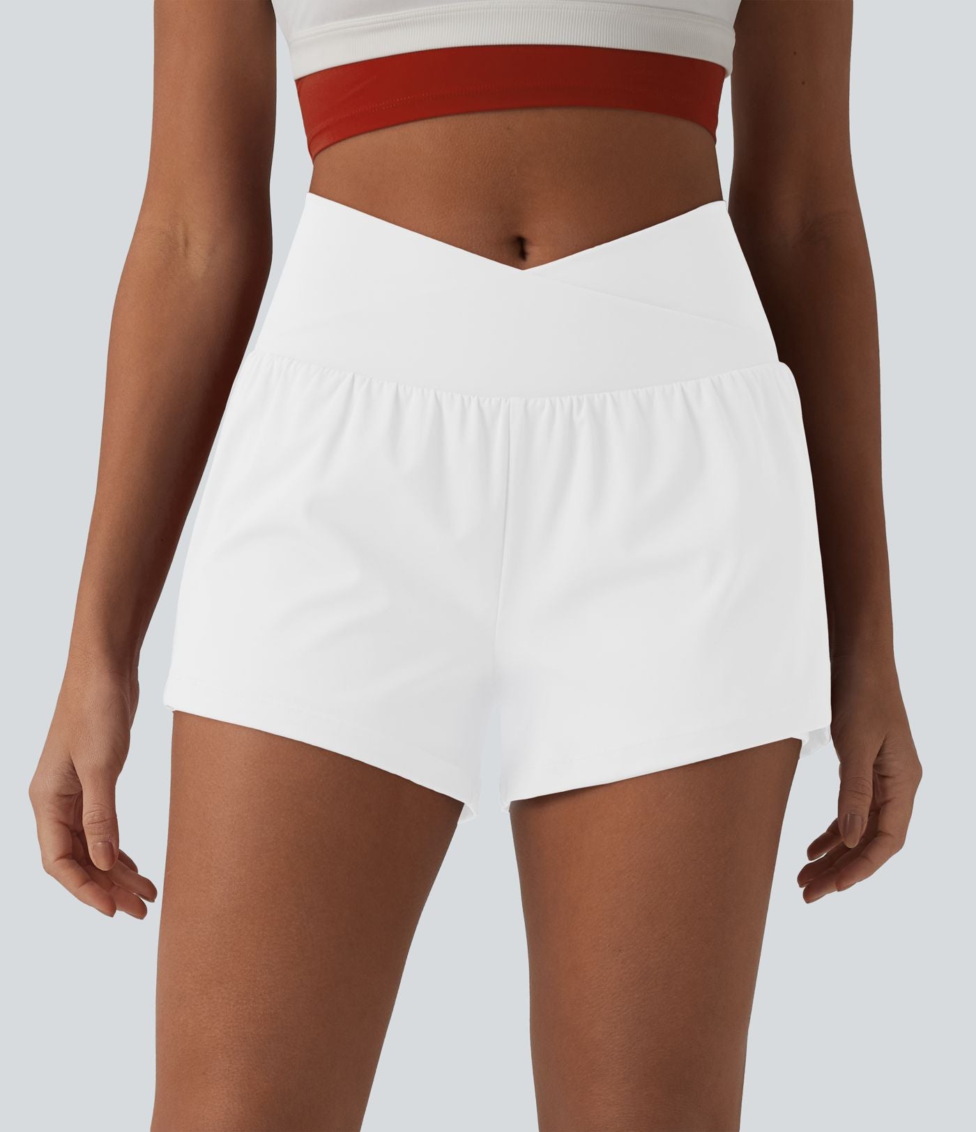Short de yoga 2-en-1 SoftlyZero™ Airy croisé taille haute 7,5 cm effet frais InstantCool avec poches