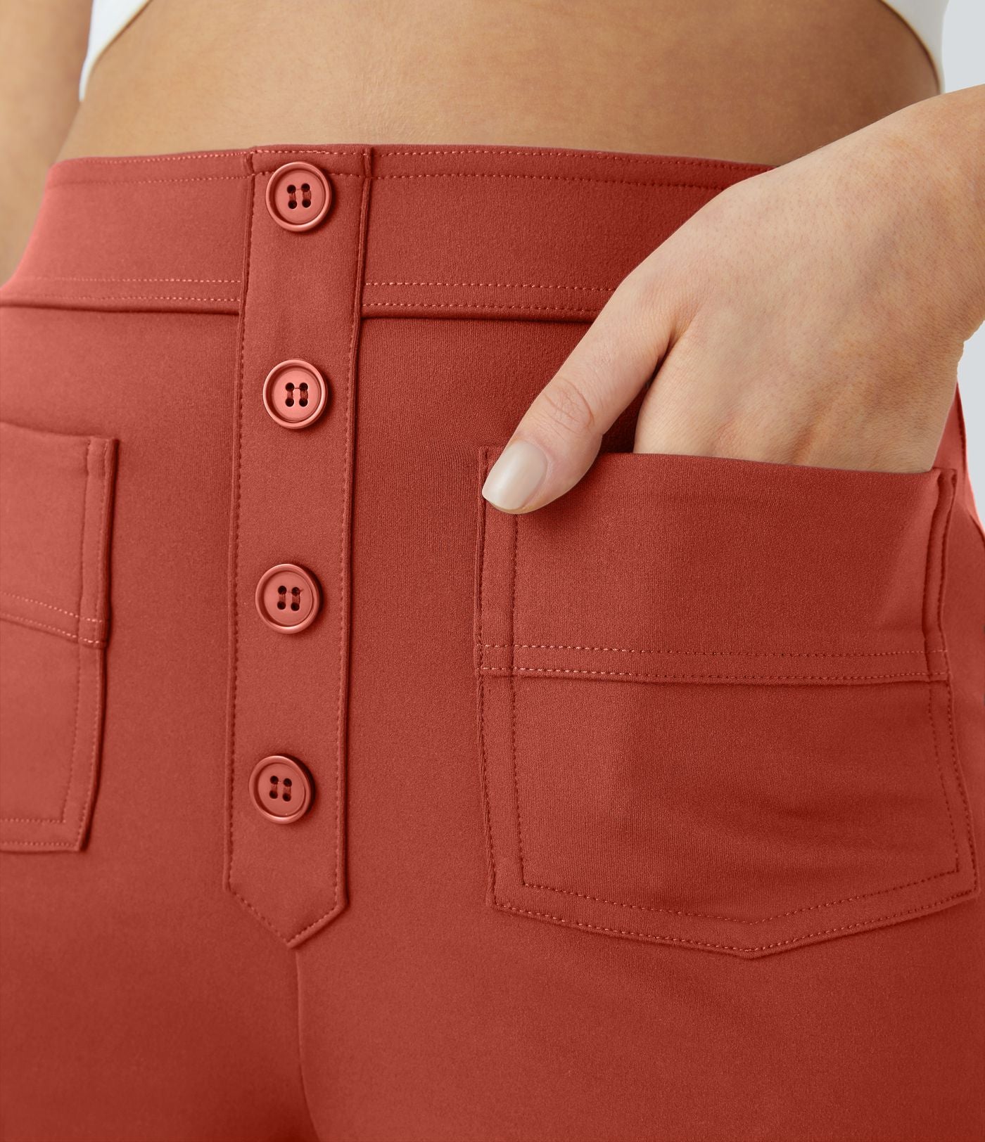 Pantalon taille haute coupe droite DayStretch avec poches