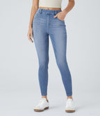 Jean skinny 7/8 décontracté taille mi-haute Halara Flex™ avec poches à enfiler