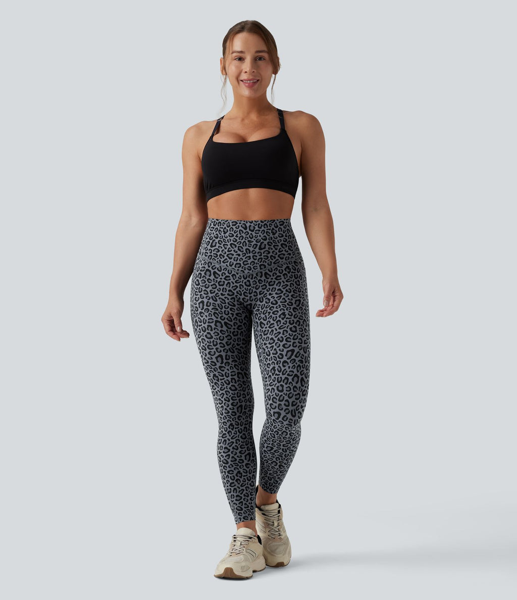 Legging de yoga gainant taille haute imprimé léopard avec poches Halara UltraSculpt™