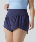 Short de yoga grande taille Breezeful™ à taille haute, ourlet croisé, séchage rapide et poche