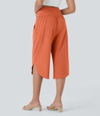 Pantalon capri de vacances Breezeful™ taille haute croisée avec poches latérales, fente et séchage rapide