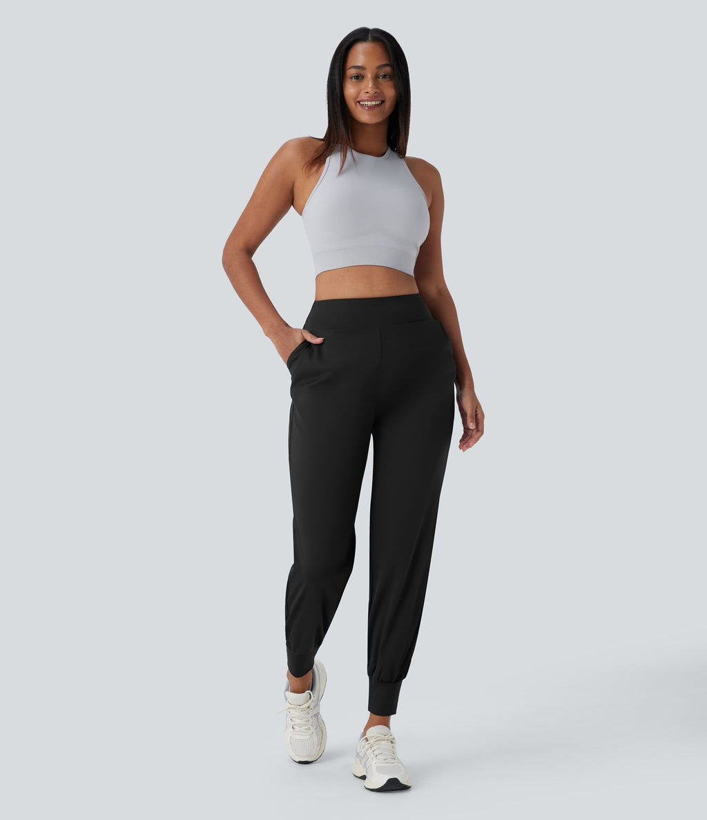 Softlyzero™ QuickDry Jogging de course à pied taille haute avec poches latérales et empiècements en mesh contrastés