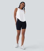 Haut de sport yoga col rond sans manches ourlet arrondi