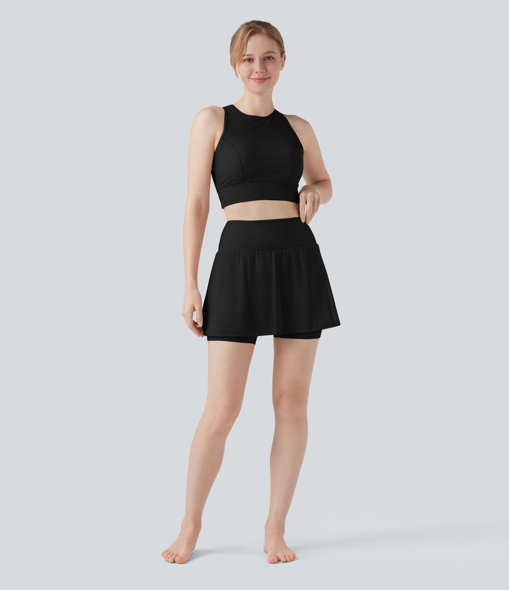 Jupe maillot de bain bikini 2-en-1 taille haute Land to Water avec poche