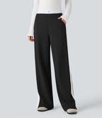 Pantalon de travail coupe droite taille moyenne color block avec fente avec poches