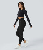 Softlyzero™ Polaire Legging Yoga à Taille Haute Thermique Croisée avec Poches Latérales