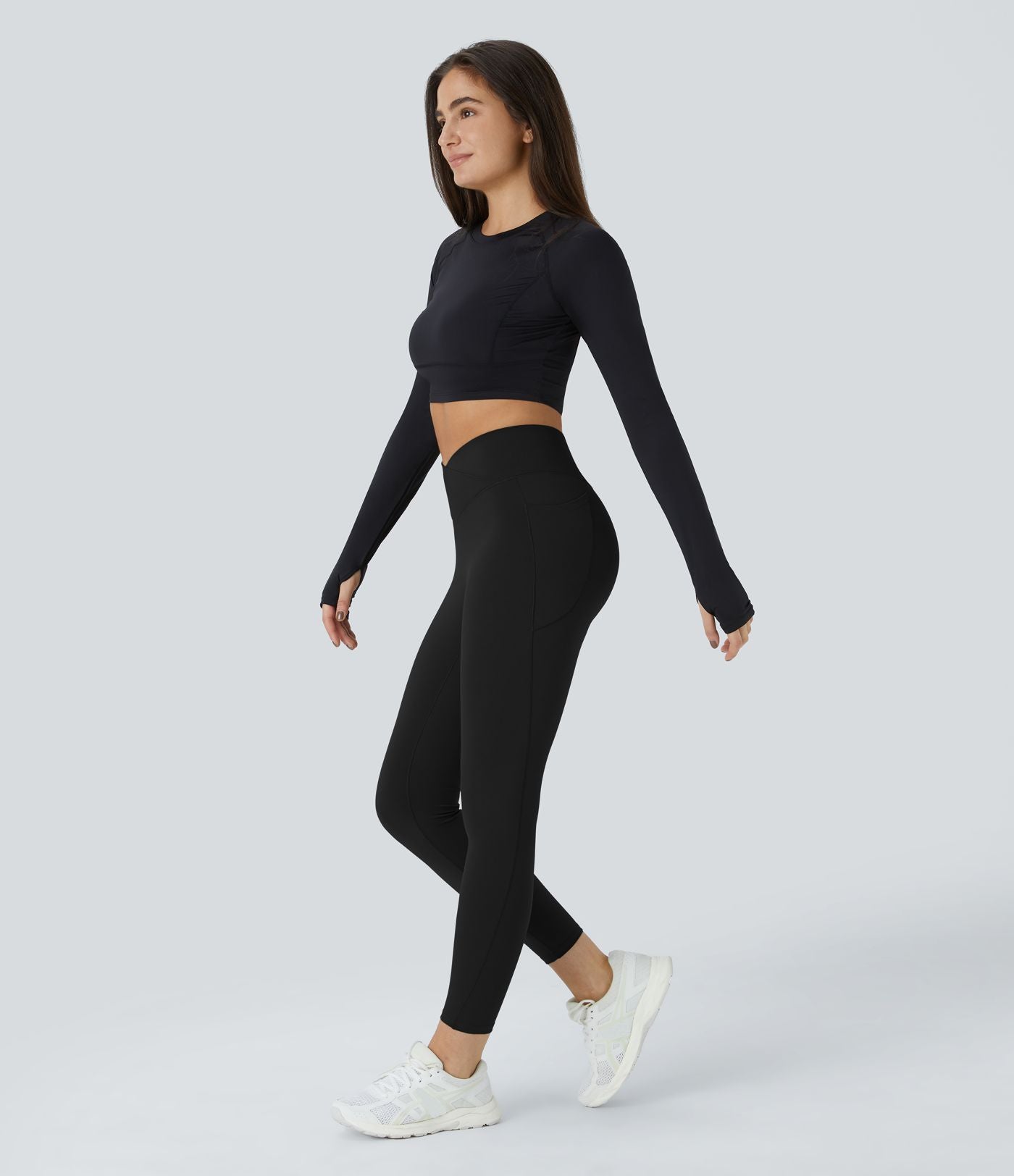 Softlyzero™ Polaire Legging Yoga à Taille Haute Thermique Croisée avec Poches Latérales