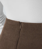 Mini-Jupe Casual en Velours Côtelé 2 en 1 Fermeture Éclair Invisible Taille Haute