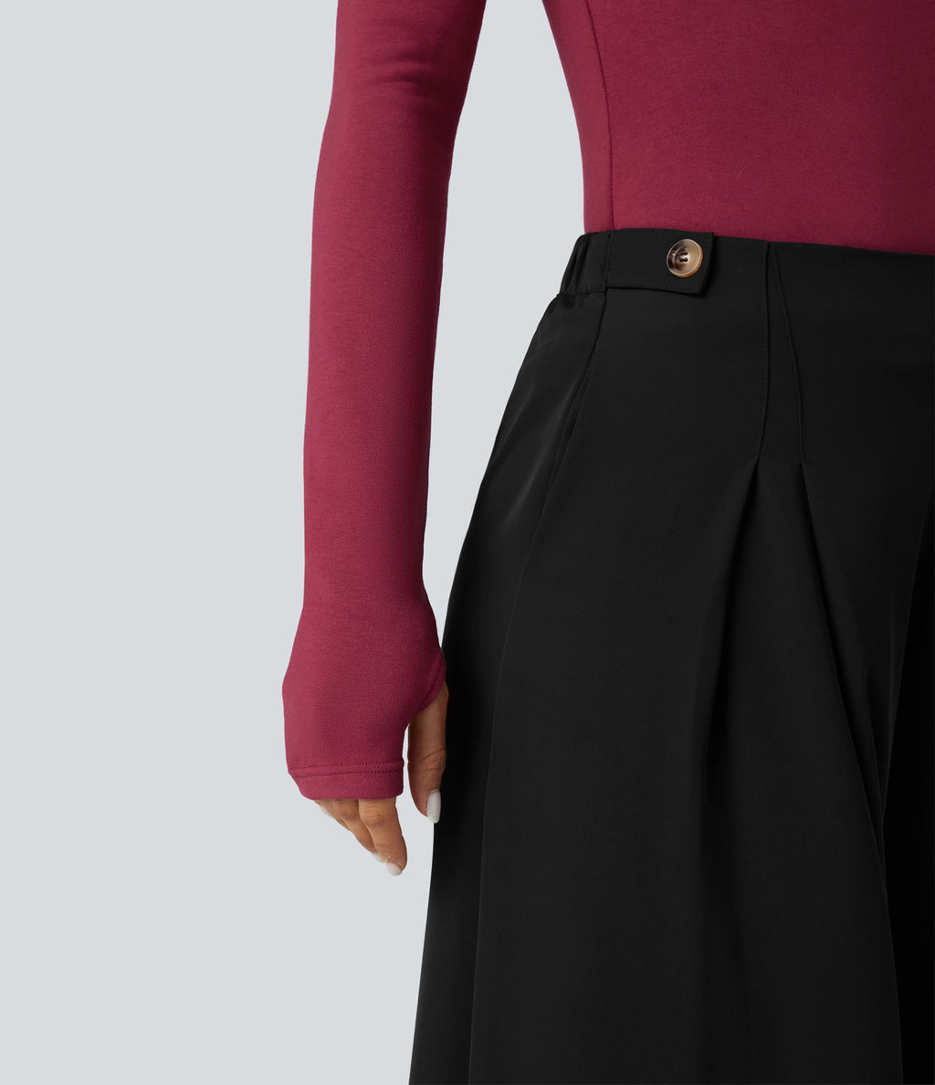 T-shirt tailleur col carré manches longues coupe ajustée