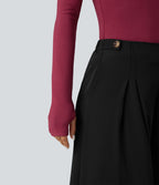 T-shirt tailleur col carré manches longues coupe ajustée
