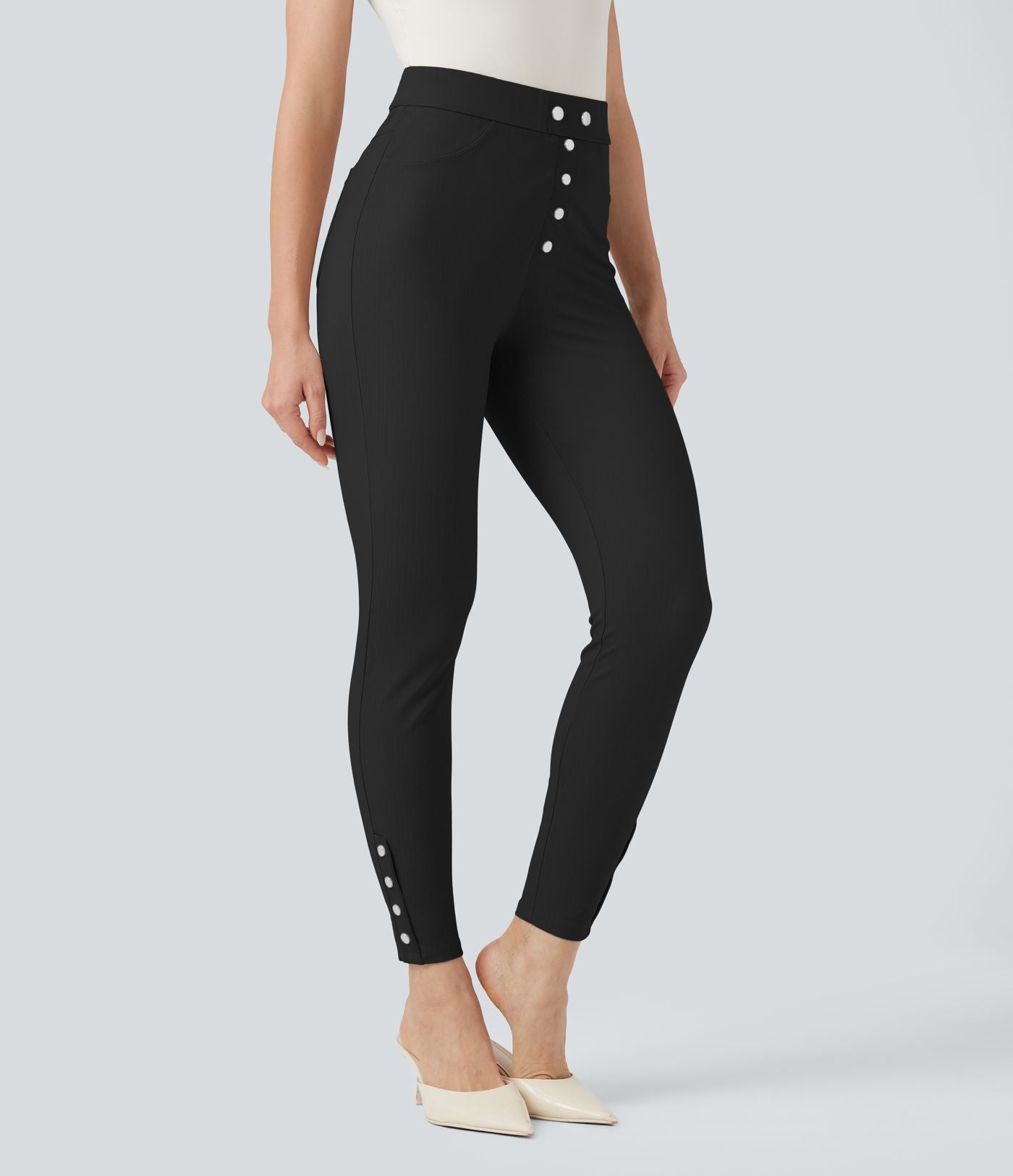 Pantalon tailleur skinny Halara Flex™ gainant taille haute chevrons avec poches