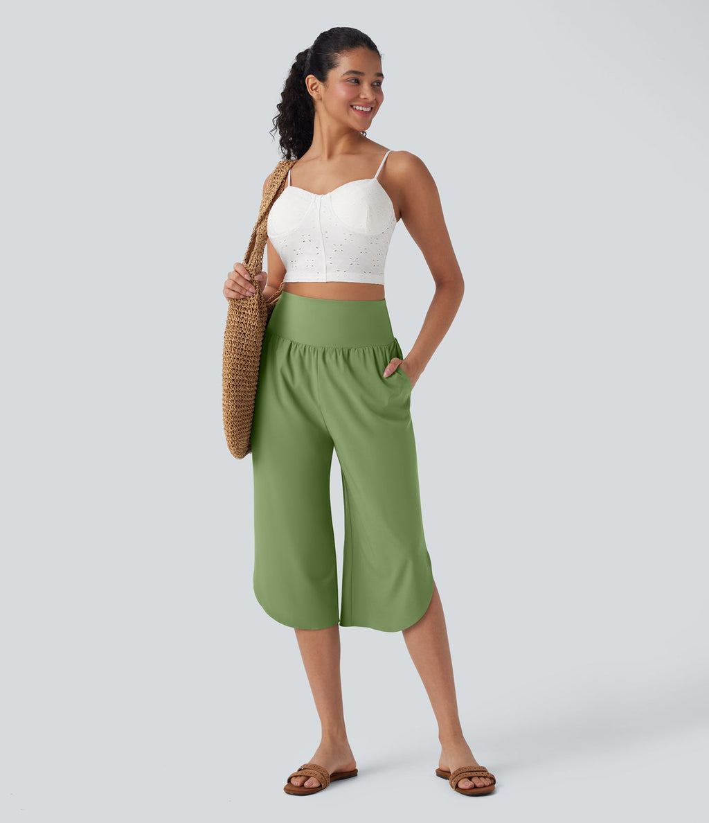Pantalon corsaire gainant taille haute à ourlet asymétrique et séchage rapide avec poches Breezeful™