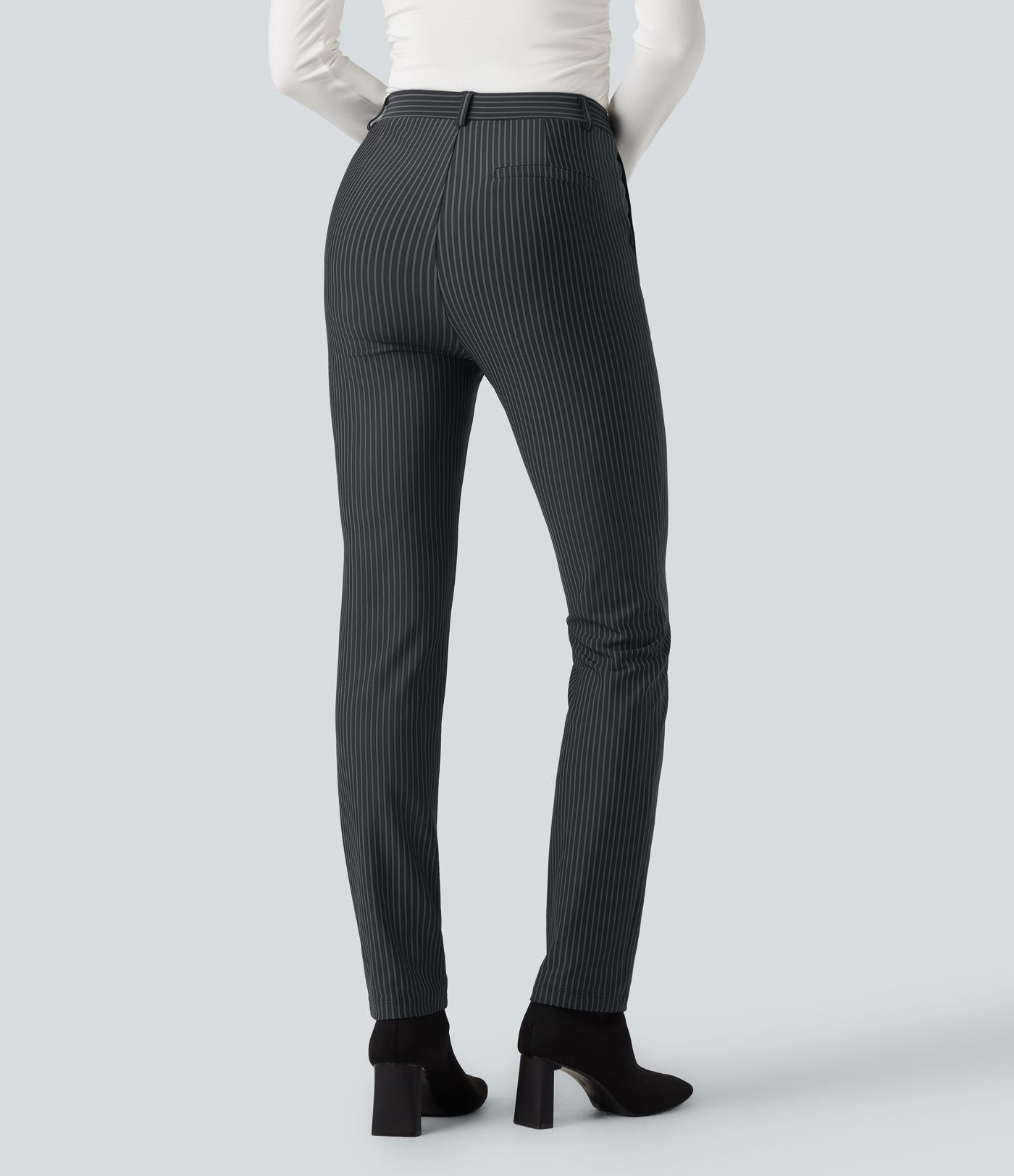 Pantalon de travail Halara Flex™ skinny à rayures, taille haute, avec poches