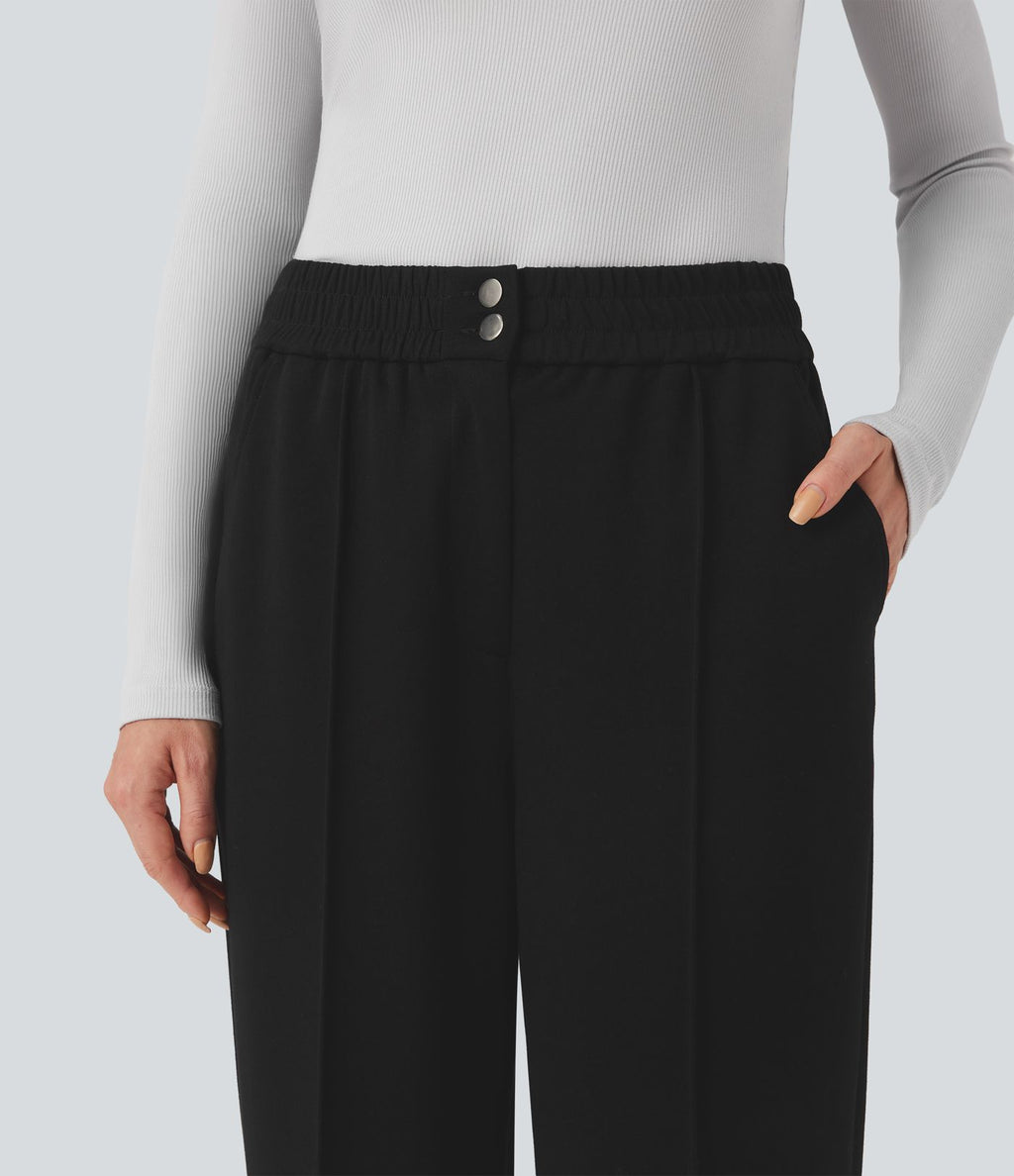 Pantalon tailleur droit taille haute avec poches